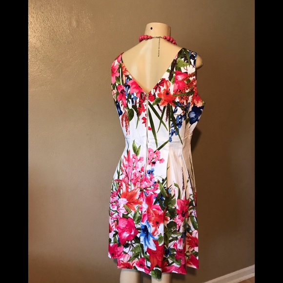 London Times pink/white flowered dress size 14 - Picture 4 of 5